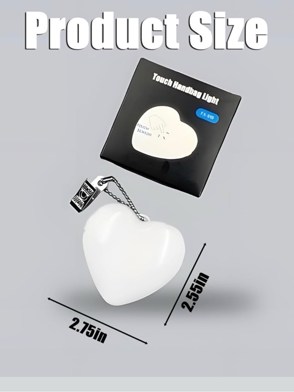 Touch Handbag Light Heart-Shaped LED Night Lamp - White NWT - Picture 8 of 8